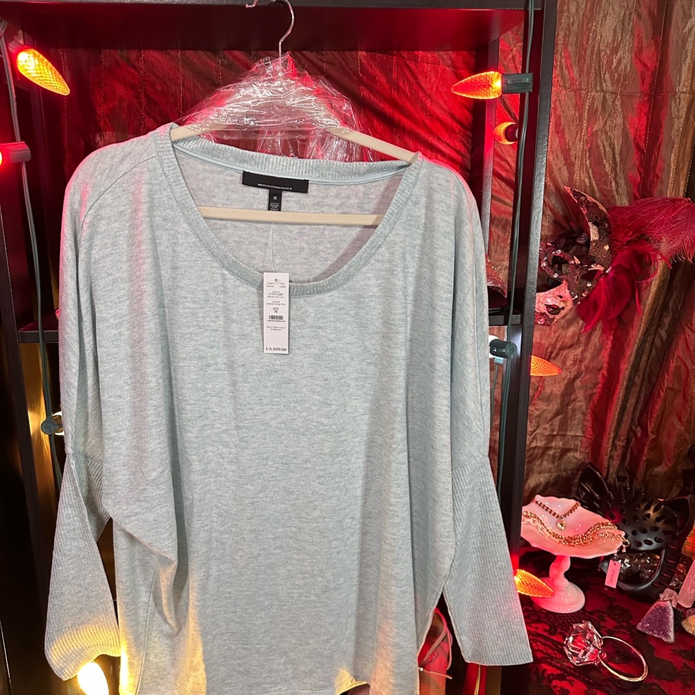 NWT WHBM Light Gray Blouse Tunic - M - Picture 6 of 13